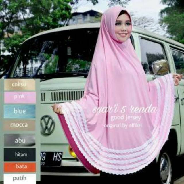 Hijab Khimar Panjang Syari  | Jilbab Kerudung Jumbo 5 Renda