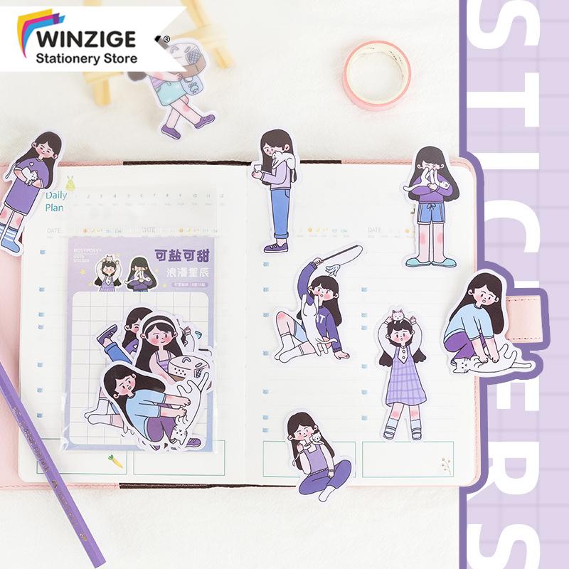

16Pcs Cute Girl Stickers Lovely Decor Sticker DIY Scrapbooking Journal