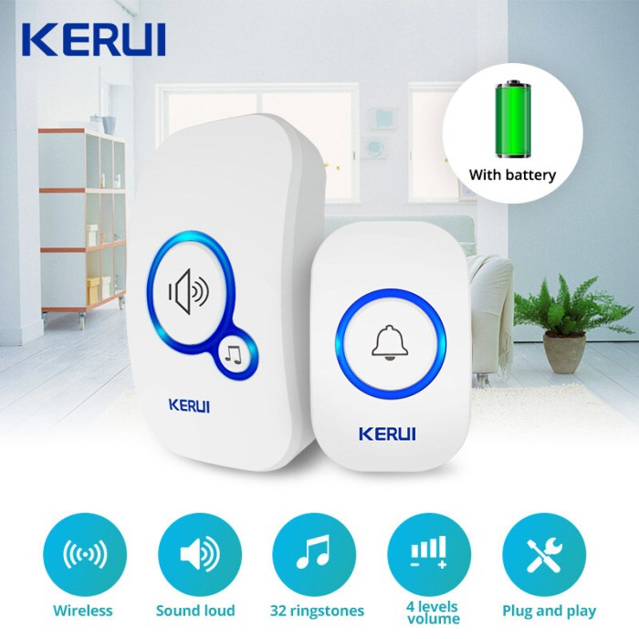 Jual Bel Bel Rumah Wireless Bel Pintu Doorbell Kerui M Door Bell Waterproof Hitam Tekan