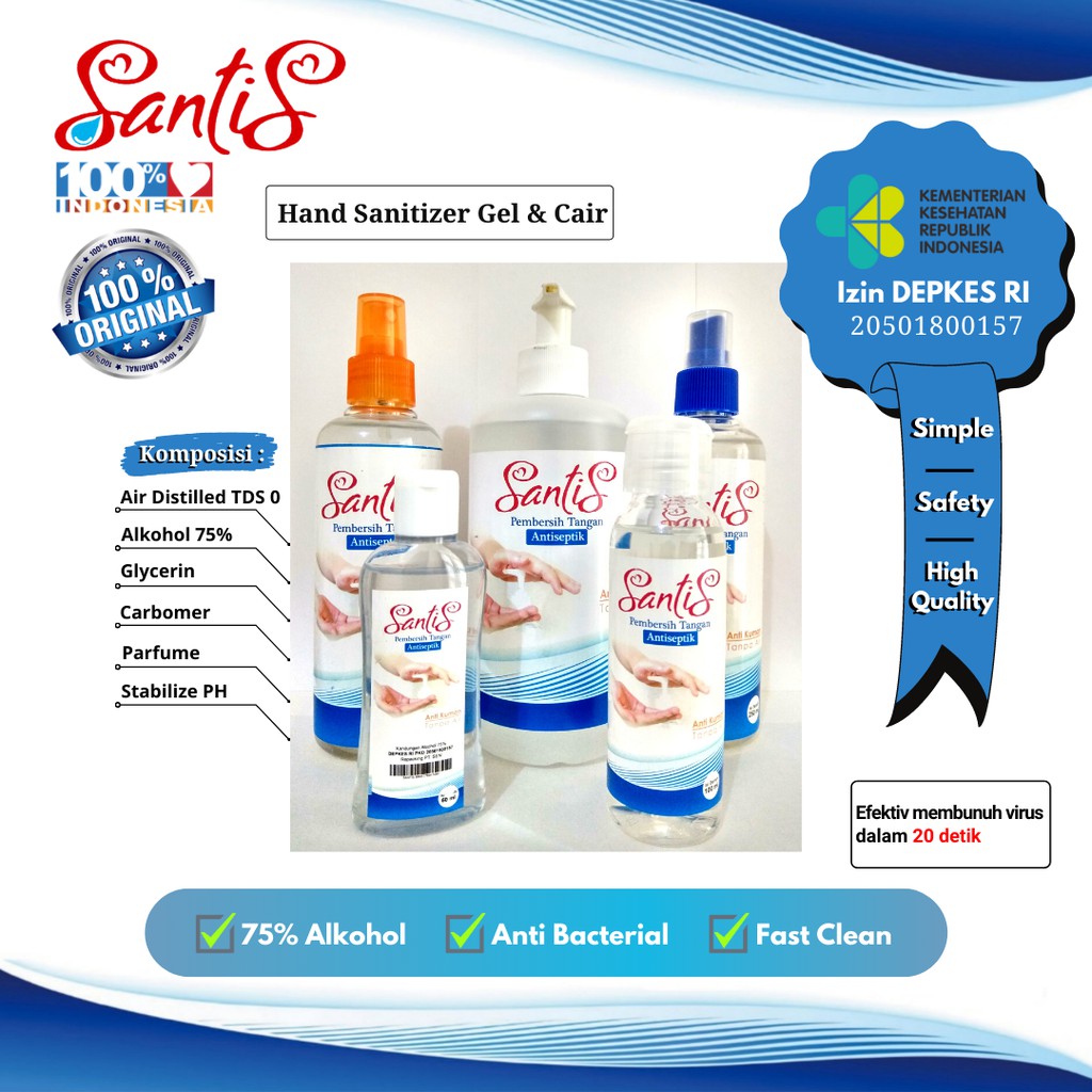 Hand Sanitizer / Anti septik / Hand Sanitizer Santis Cair &amp; Gel