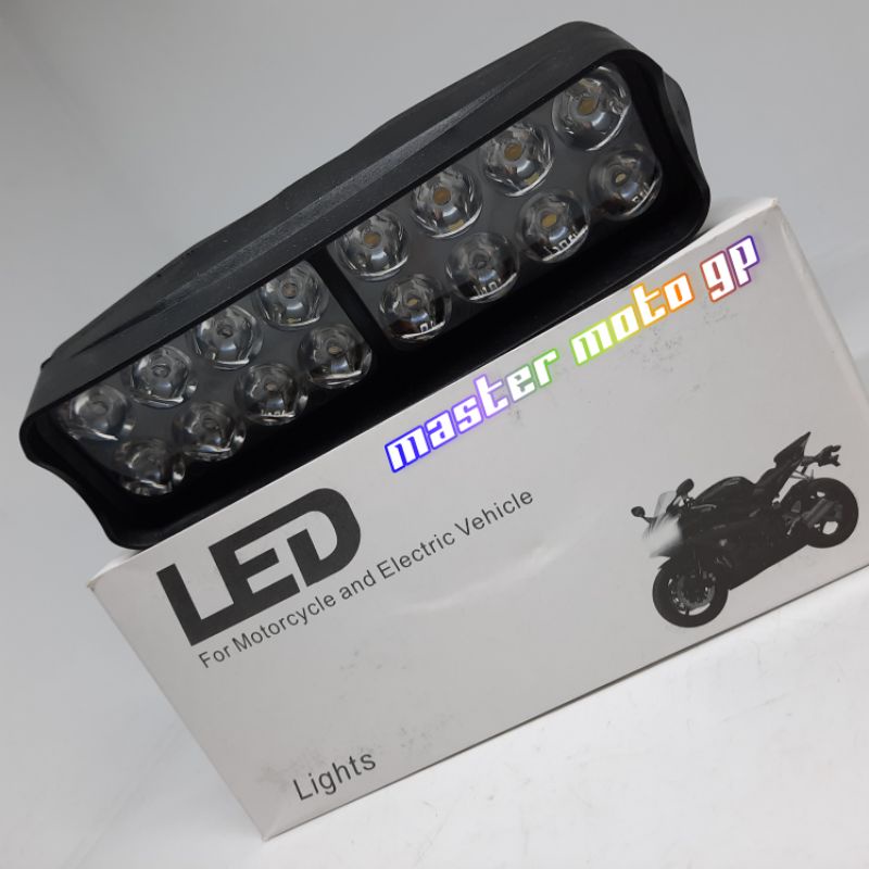 lampu tembak laser gun lampu sorot 16 led 12 V anti air waterproof lampu tembak 16 mata Led sepeda motor adv aerox Nmax vixion scorpio Rxking xride mio beat vario jupiter supra