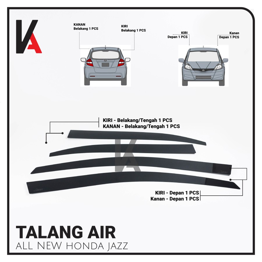 TALANG AIR PINTU MOBIL ALL NEW JAZZ MODEL FLAT RATA HIGH QUALITY SUPER