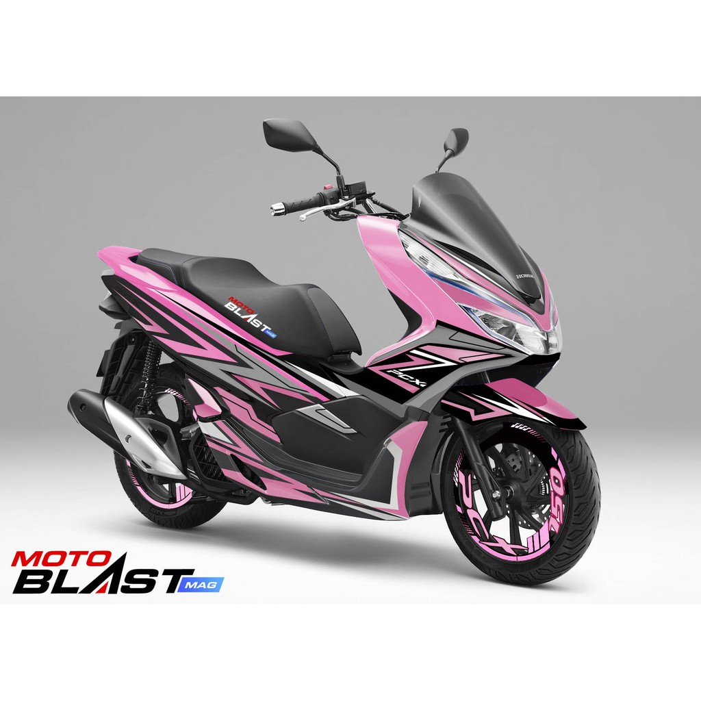 Decal Stiker Full Body Honda PCX 150 Black Pink Shadow Motoblast