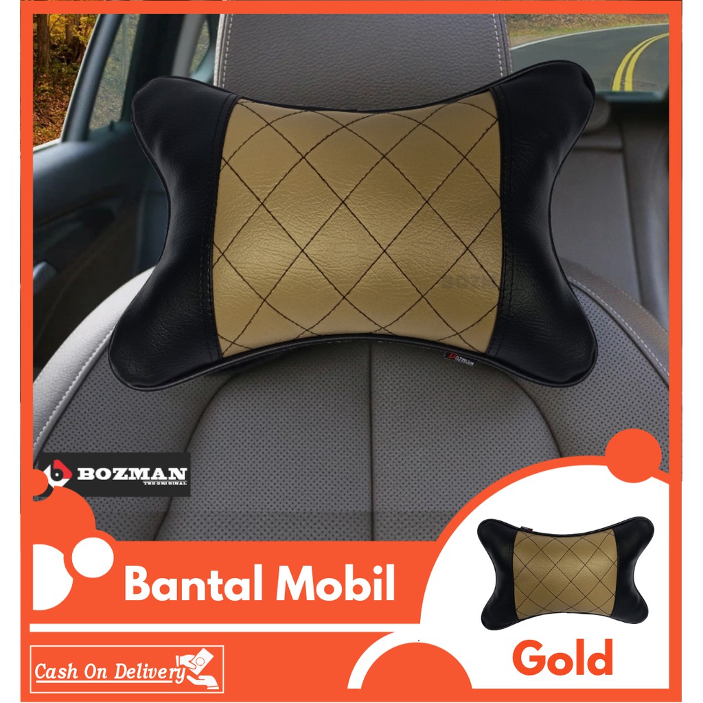 Bantal Mobil Kulit Sintetis Premium/Headrest Mobil