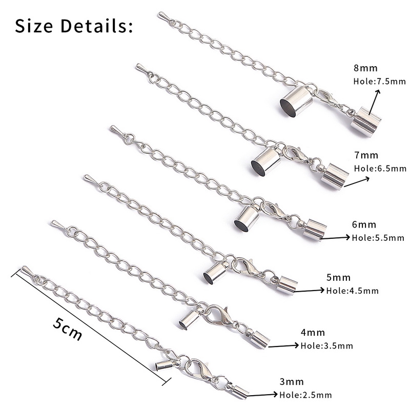 10pcs Kait Lobster Clasps Rantai Panjang 3-8mm Untuk Membuat Perhiasan
