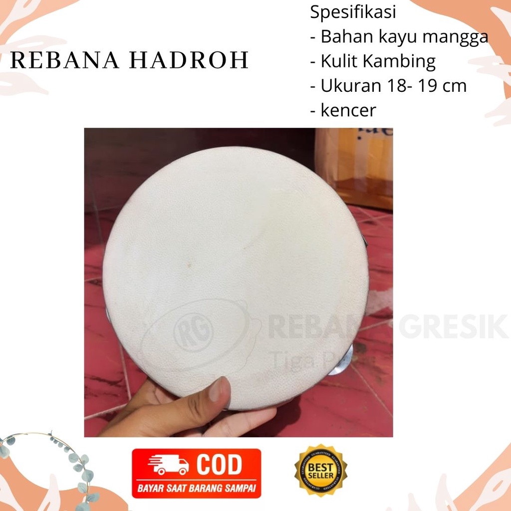 rebana hadroh ukuran 18 cm Rebana, Alat Musik Terbangan Untuk Anak rebana kotek kricik kompang