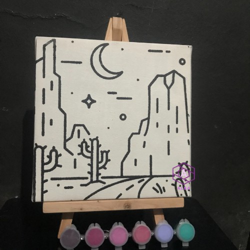 

canvas set melukis painting kid anak sudah di pasang spanram kado ulang tahun