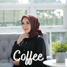 Bella Square Hijab Segiempat | Kerudung Laudya Pollycotton PART 2-Coffee