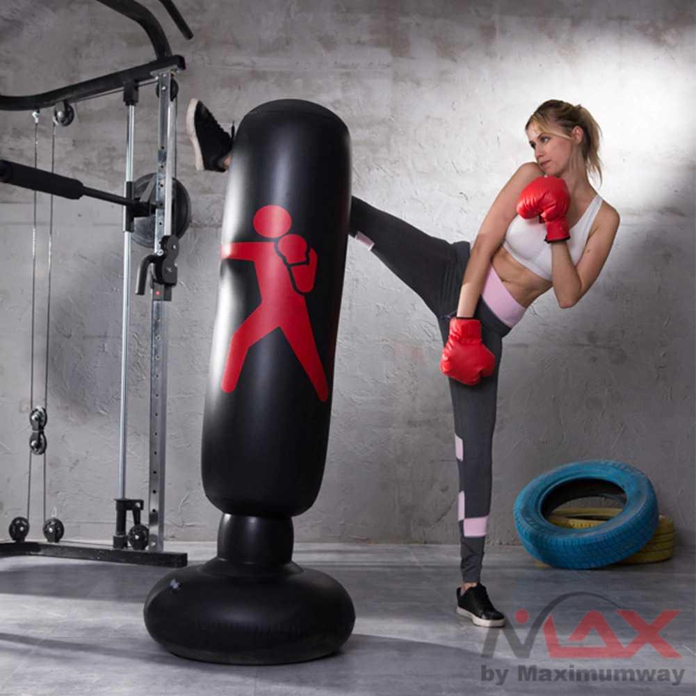 Samsak tiup Jusenda punching ball samsak tinju 160 Cm mma boxing samsak tinju samsak beladiri Jusenda Vertical Punching Bag Tiang Samsak Inflatable 1.6M - DS0096 Warna Hitam