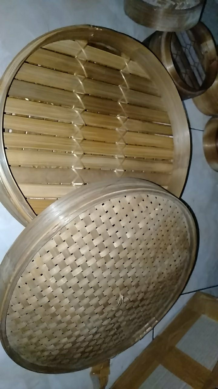 Streamer Klakat Bambu Dimsum 35cm | Kukusan Bambu - 2 Wadah + 1 Tutup