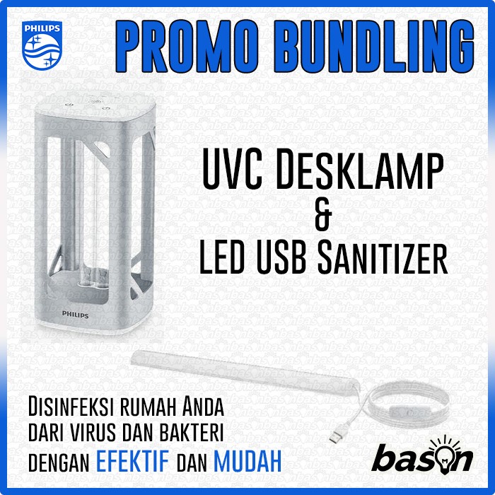 PROMO Bundling PHILIPS UVC Disinfection Desklamp + LED Sanitizer USB