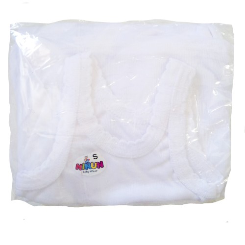 1 Lusin (12 pcs) S Singlet Bayi Kaos Dalam Biasa Putih Ninun Grosir