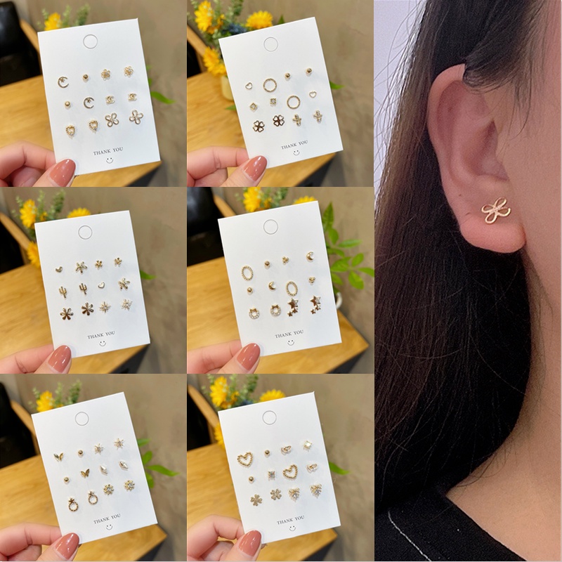 Anting Tusuk Sterling Silver 925 Desain Geometri Hias Berlian Gaya Simple Untuk Wanita