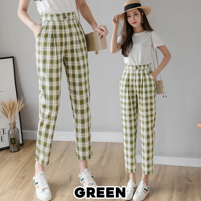 KARAKOREA 015 Tartan Long Pants/checkered pants/Celana kerja/Celana korea/Celana kotak/Celana Wanita/Pants korea