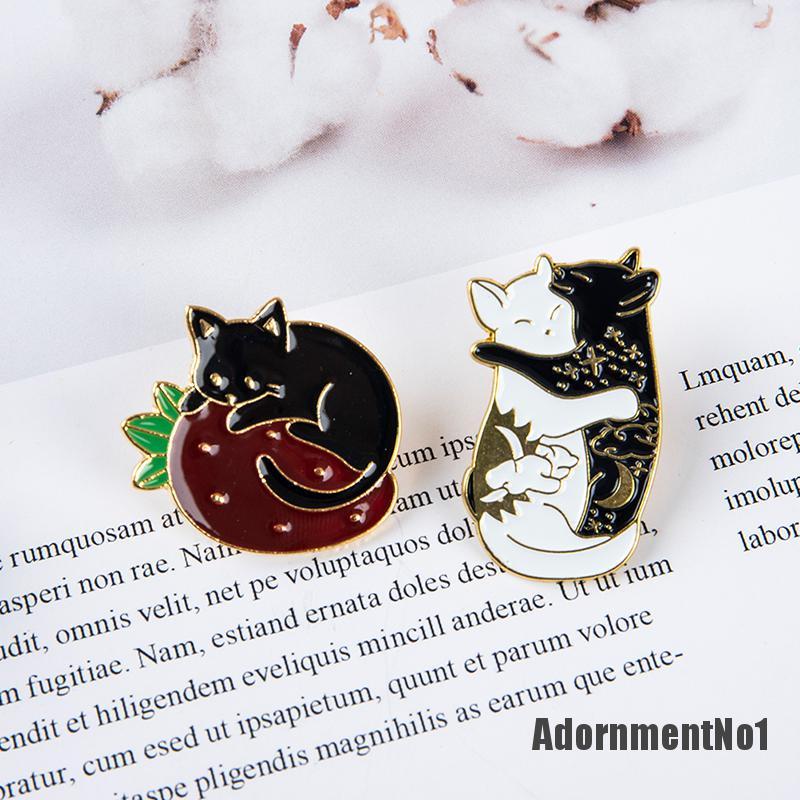 (Adornmentno1) 4pcs / Set Bros Pin Enamel Bentuk Kucing Lucu Untuk Aksesoris Pakaian / Tas