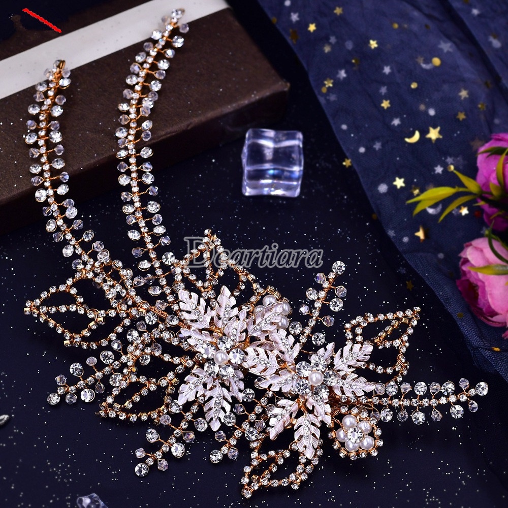 Hiasan Rambut Bridal Handmade Aksen Mutiara / Berlian Imitasi Ala Eropa / Amerika Untuk Wanita / Pernikahan