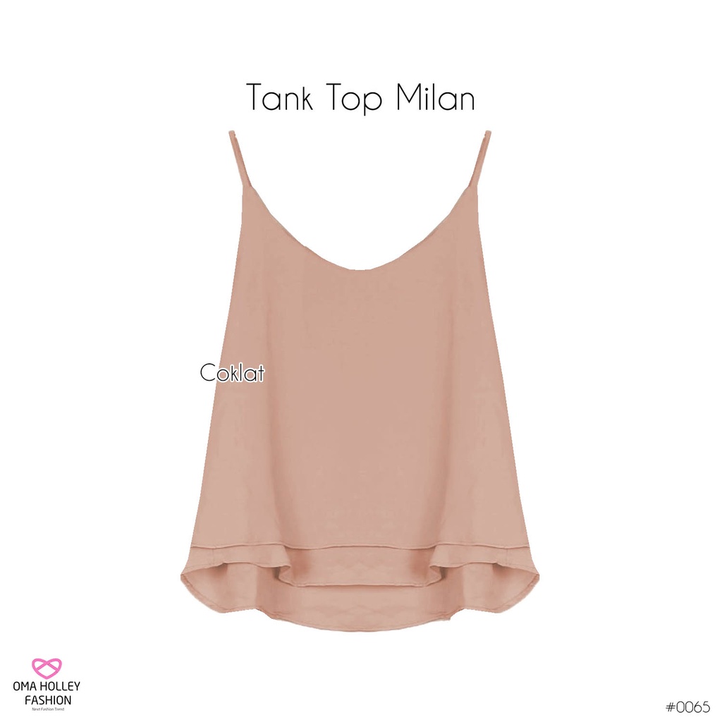 (COD) OH Fashion Tank Top Milan Basic Korea Double Layer Chiffon #0065-Coklat
