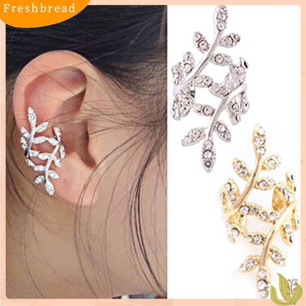 【Fresh】New Women's Punk Rock Retro Earring Crystal Leaf Ear Cuff Warp Clip Ear Stud