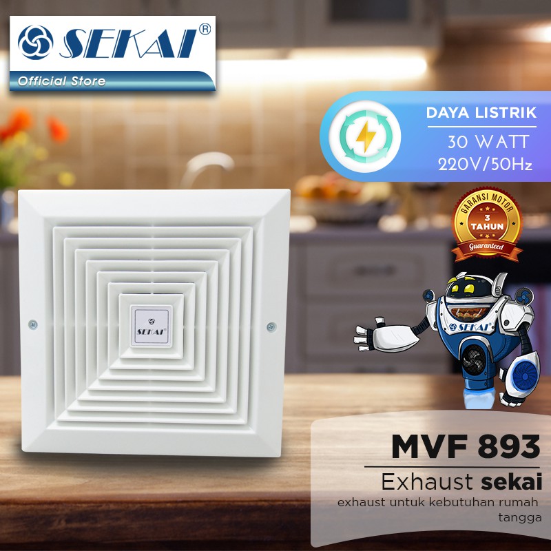 Sekai Exhaust Fan Plafon 8inch MVF 893 20CM 30 Watt