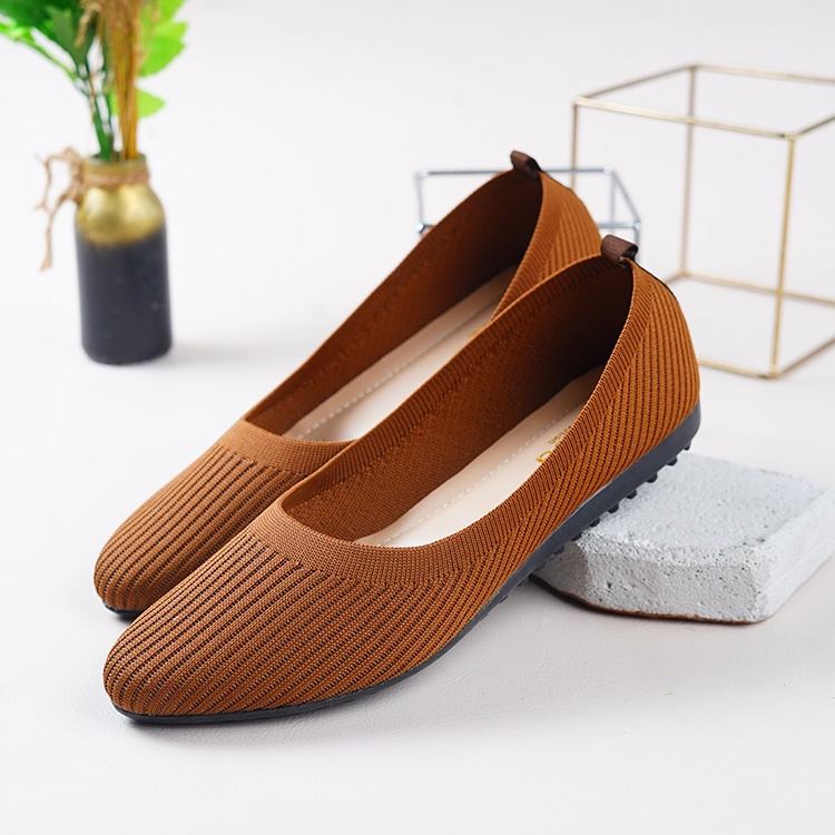 Sepatu wanita terbaru 2022/Sepatu Kekinian/Sepatu Flat Slip-On/Sepatu Balet/Sepatu Flat &amp; Ballerina/Bahan Rajut