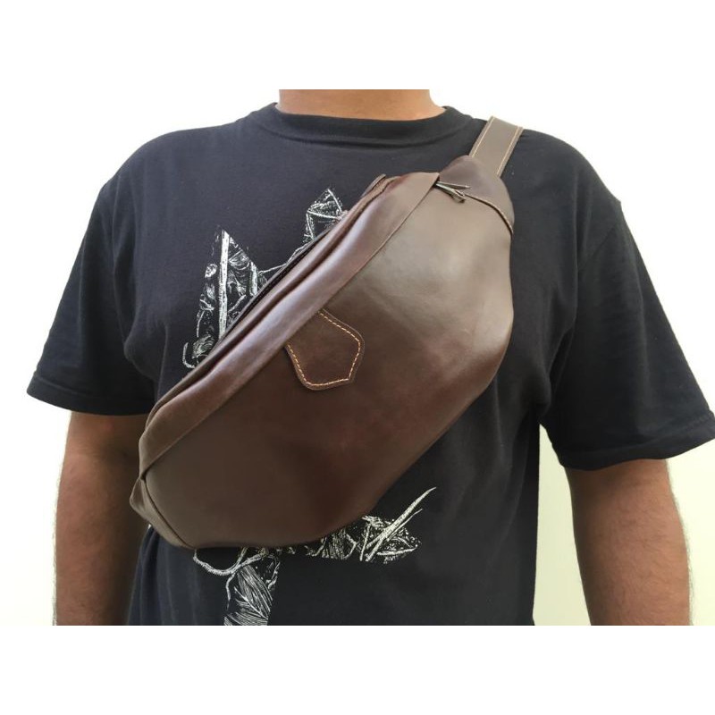 Tas Waistbag Classic Full Kulit Sapi Asli