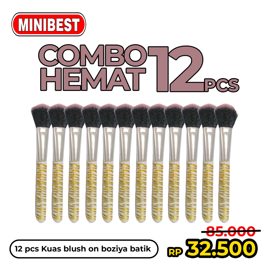 MB COMBO HEMAT 12Pcs KUAS BLUSH ON BOZIYA BATIK / KUAS MAKE UP / MAKE UP BRUSH