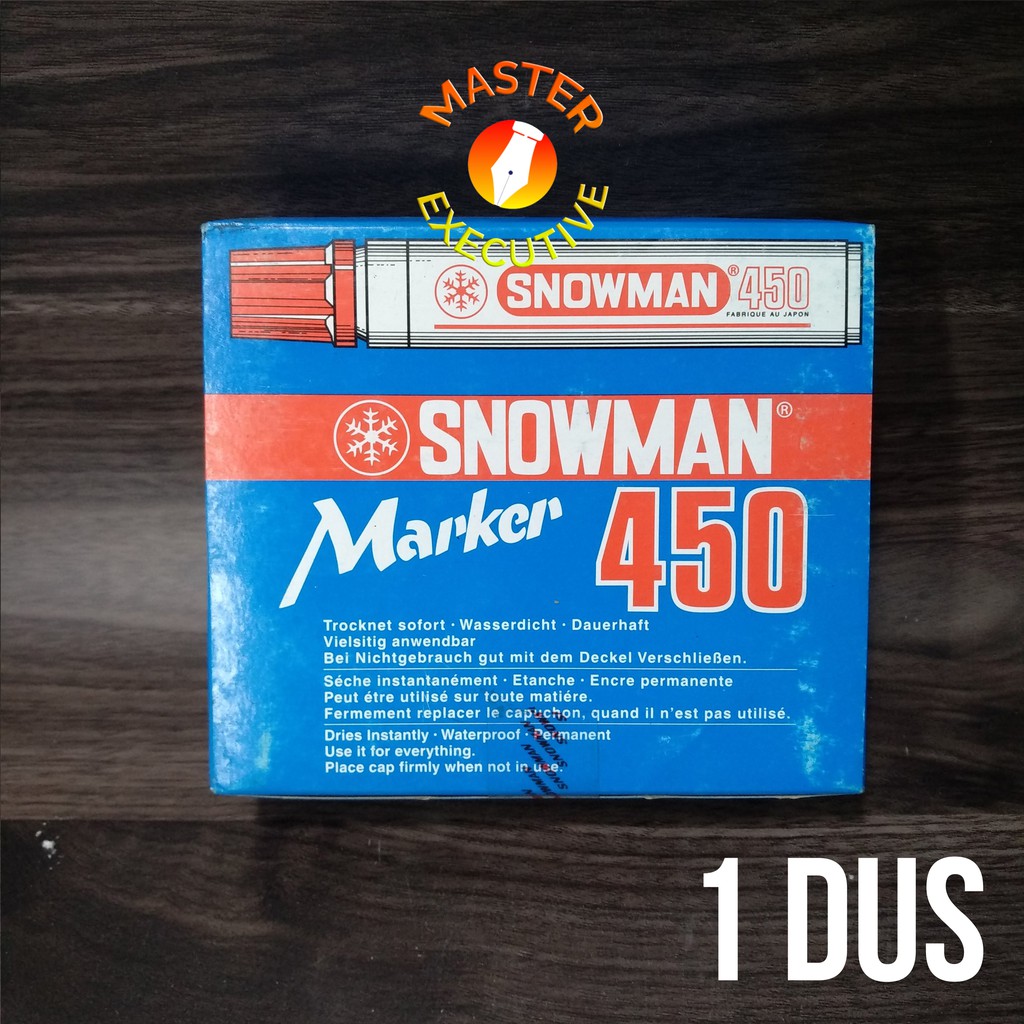 

[Dus - 12 Buah] Snowman JAPAN Black Spidol Big Marker 450 Permanent - Hitam / Biru / Merah