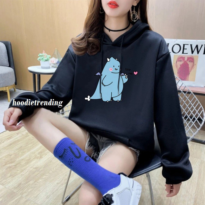 HODISO - Hoodie Jumper Dino Blue Biu  Size M-Xxl Tumblr Anime Cute Terbaru