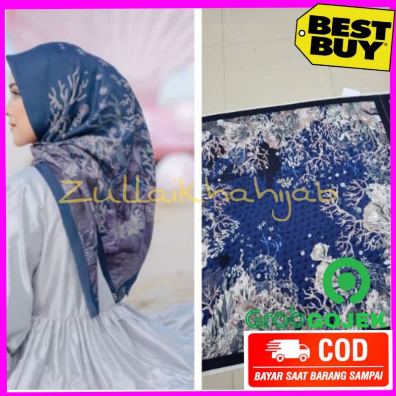 Zullaikha Hijab Kerudung Jilbab Segi Empat Motif Bukan Buttonscarves Ori Mermaid