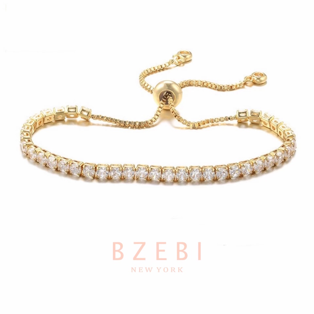 Bzebi Gelang Rantai Lapis Emas 18k Adjustable Dengan Kotak Penyimpanan 40b