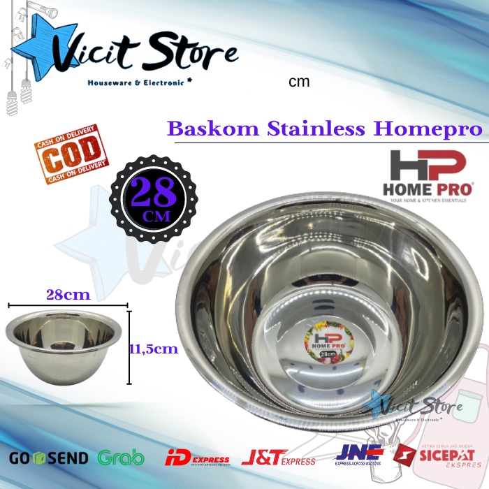 Baskom Stainless Tebal Homepro 28cm / Baskom Dalam Merk Homepro 28cm