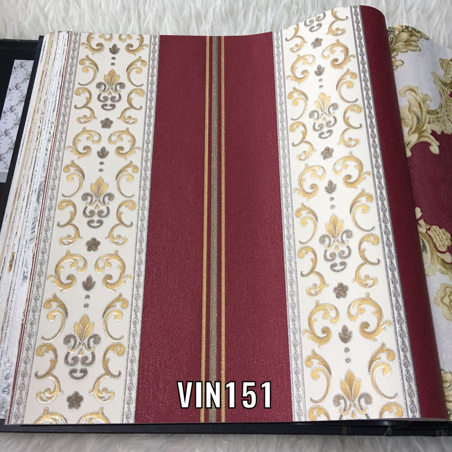 WALLPAPER DINDING MOTIF GARIS LIST KLASIK MEWAH VINCENZO