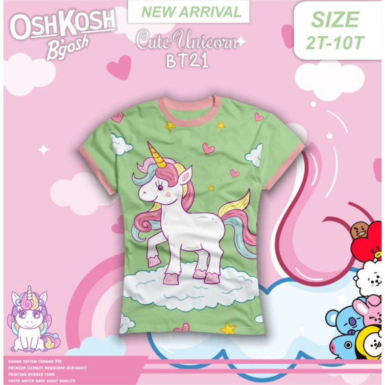 kaos oshkosh lengan pendek unicorn