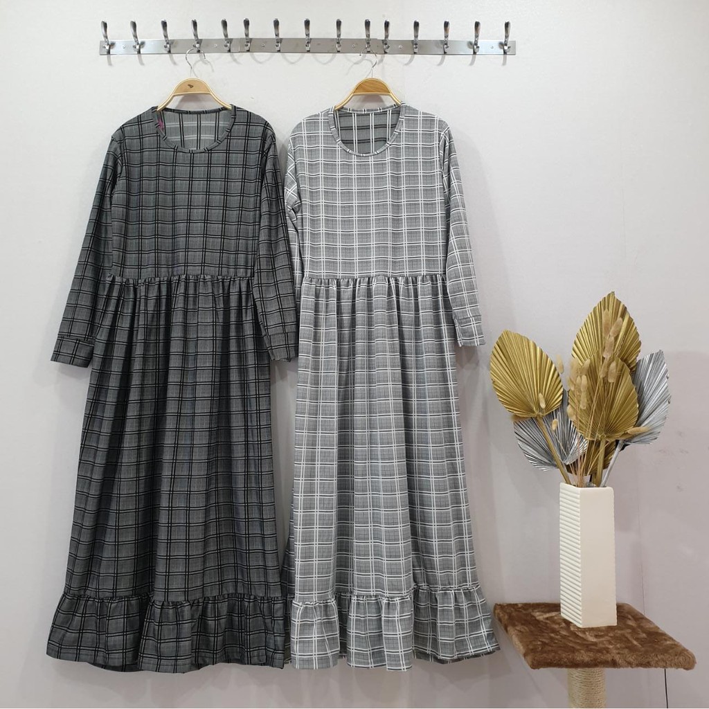 westylis Gamis Kotak Rample Bawah Model Panjang ( Real Pic ) Bahan Strett Bisa Melar / panjang 135cm-1