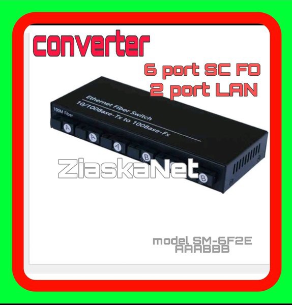 media converter 100M 6 port SC plus 2 port RJ45 optic optik fiber conveter