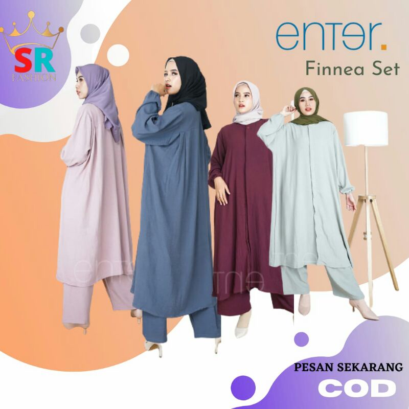 Enter Finnea Set Long Tunik Jumbo Ld 140 Setelan Stelan Gamis Wanita Oversize Setcel Muslim XXXXL Ka