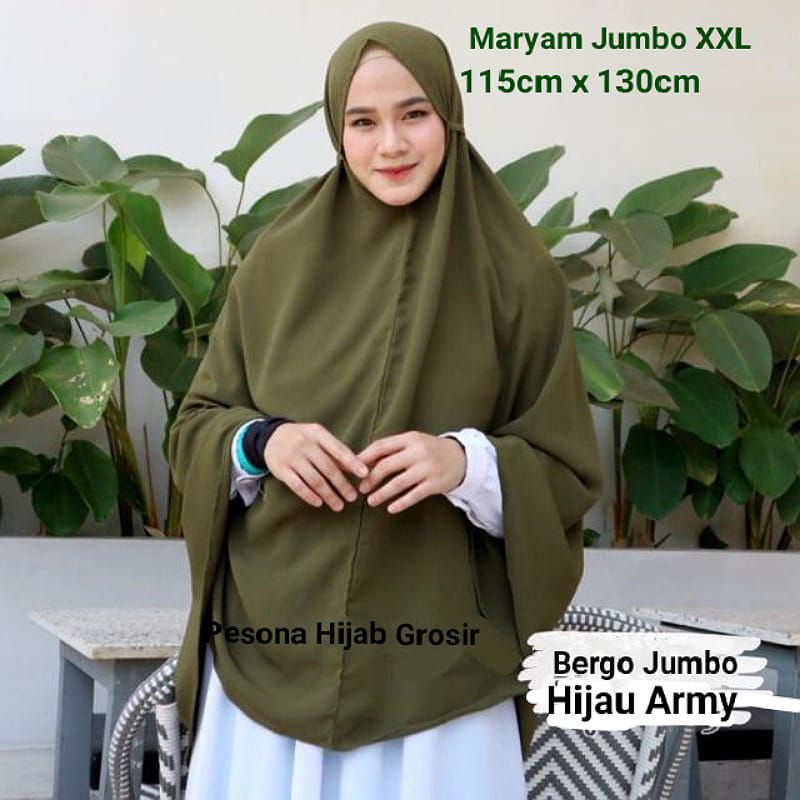 Hijab Terbaru Khimar Bergo Maryam Jumbo Tali Khimar Jumbo Big sizeXXL
