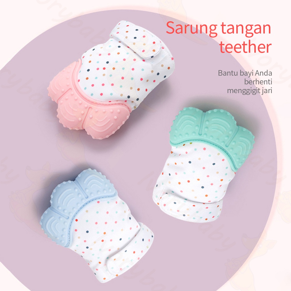 Ivorybaby Teether bayi BPA free mainan gigitan bayi bentuk sarung tangan desain velcro