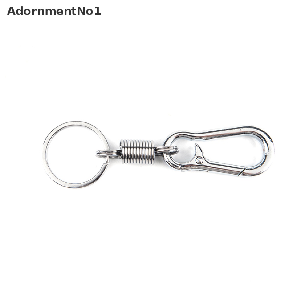 [AdornmentNo1] Spring Keychain Stainless Steel Carabiner Retractable Belt Clip Key Ring [new]