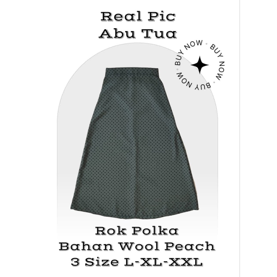 Rok Polkat Wanita Span Panjang Korea Style Motif Polkadot Bahan Wool Peach Good Quality Premium