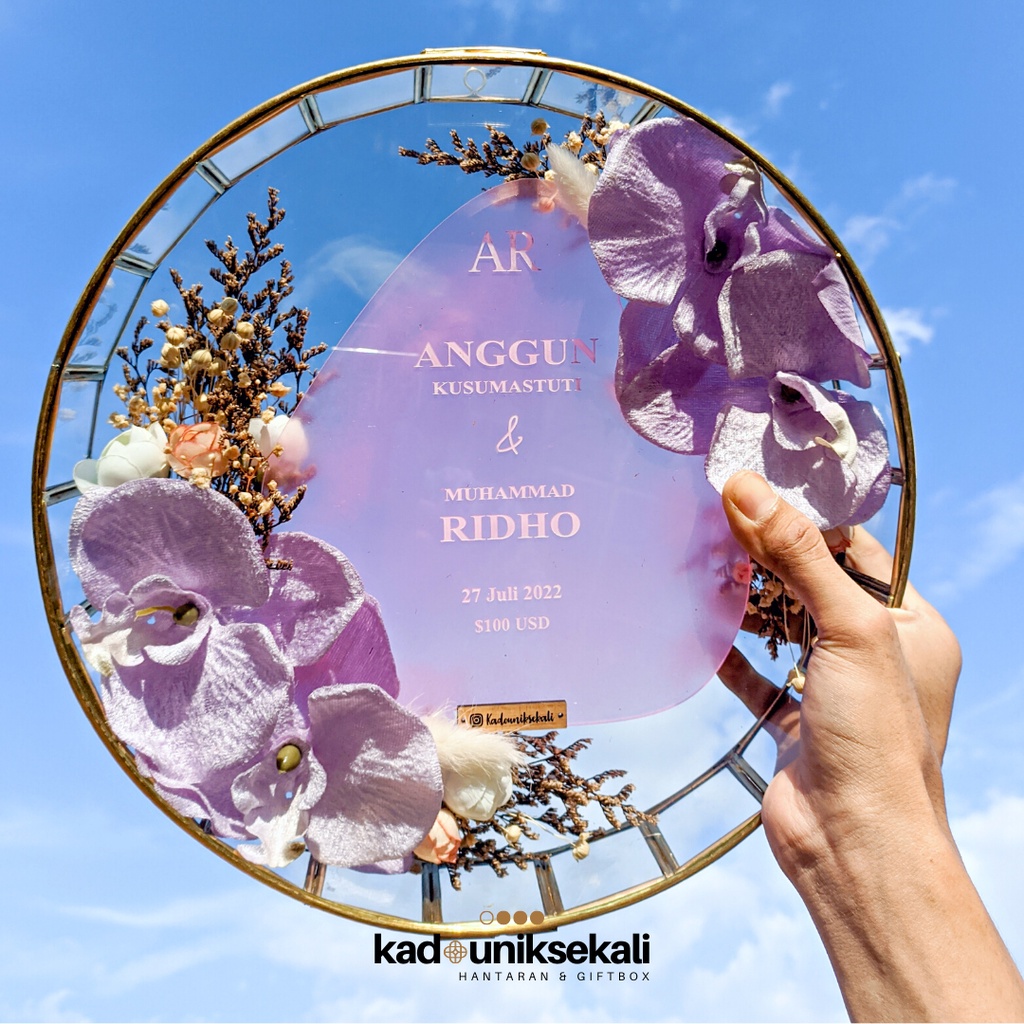 Circle Frame Mahar Wedding Full Glass 3D - Mahar Artificial Crown Flowers
