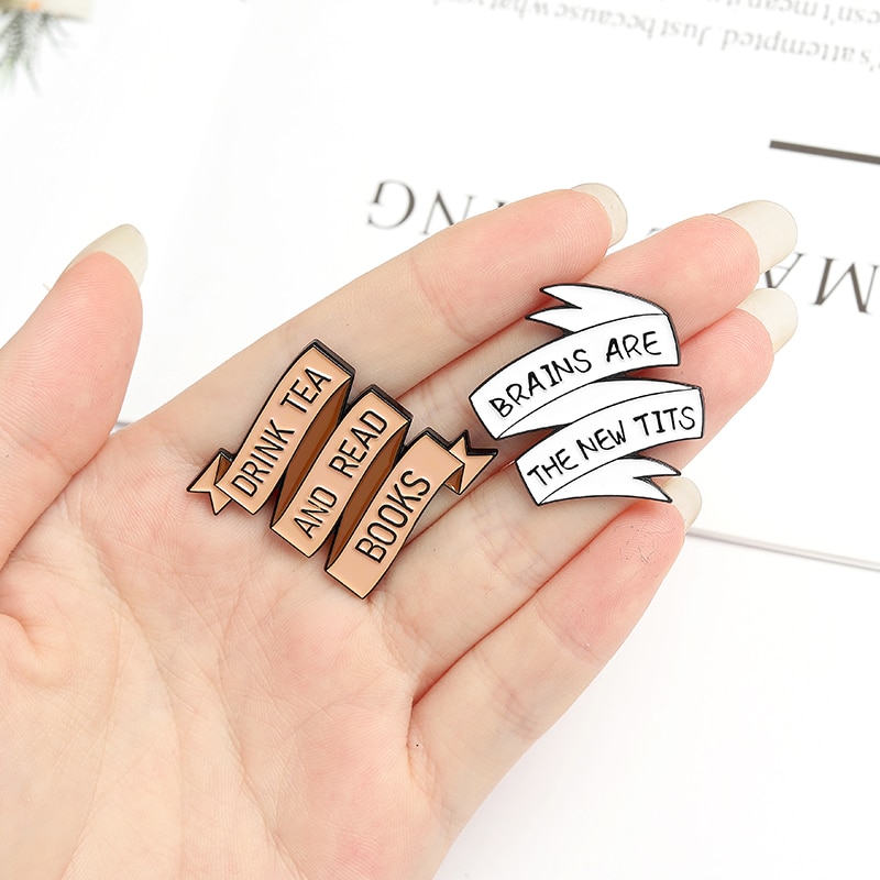 Bros Pin Enamel Desain Minuman Teh Dan Otak Untuk Hadiah Teman