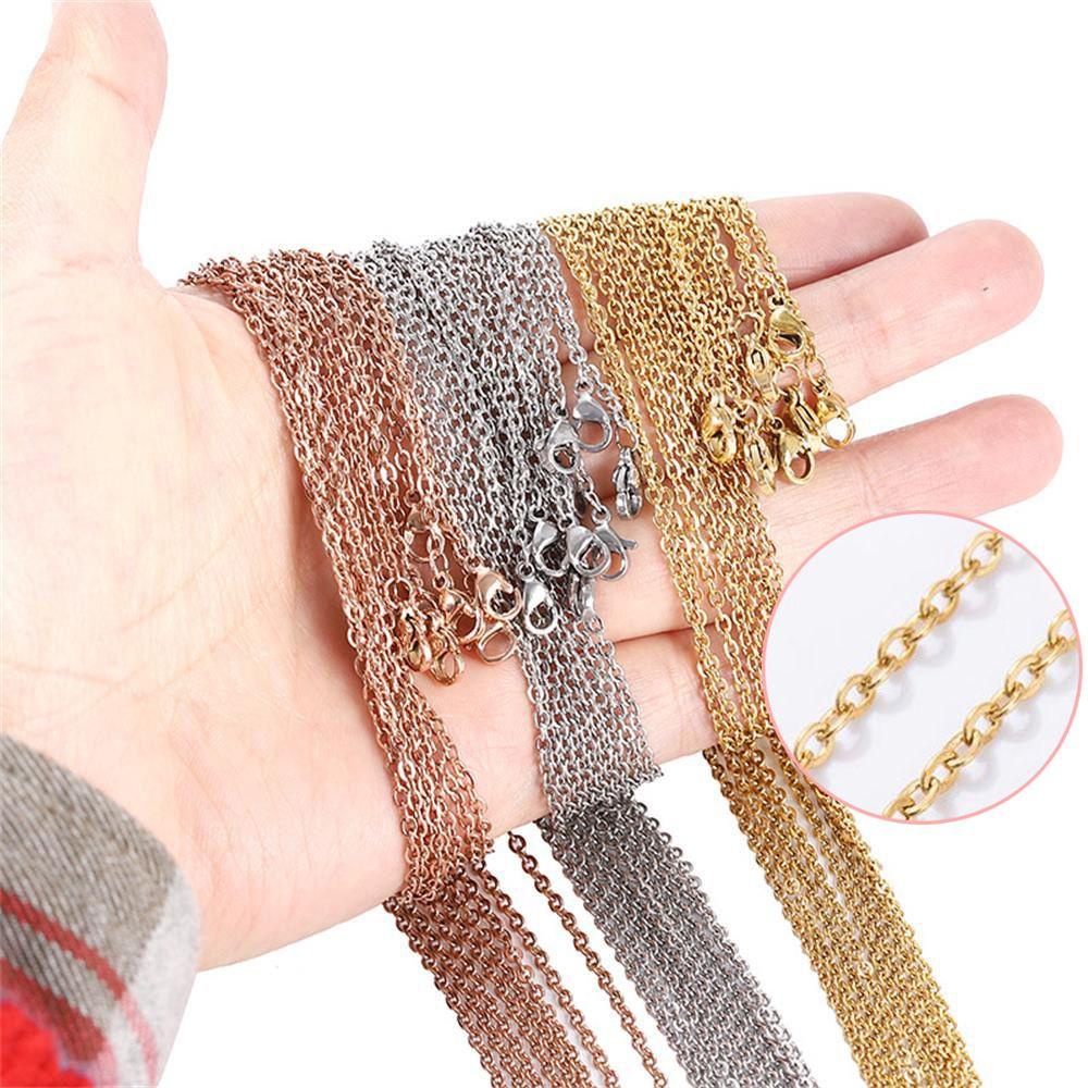 Kalung Rantai Bahan Stainless Steel Warna Silver / Gold Gaya Punk