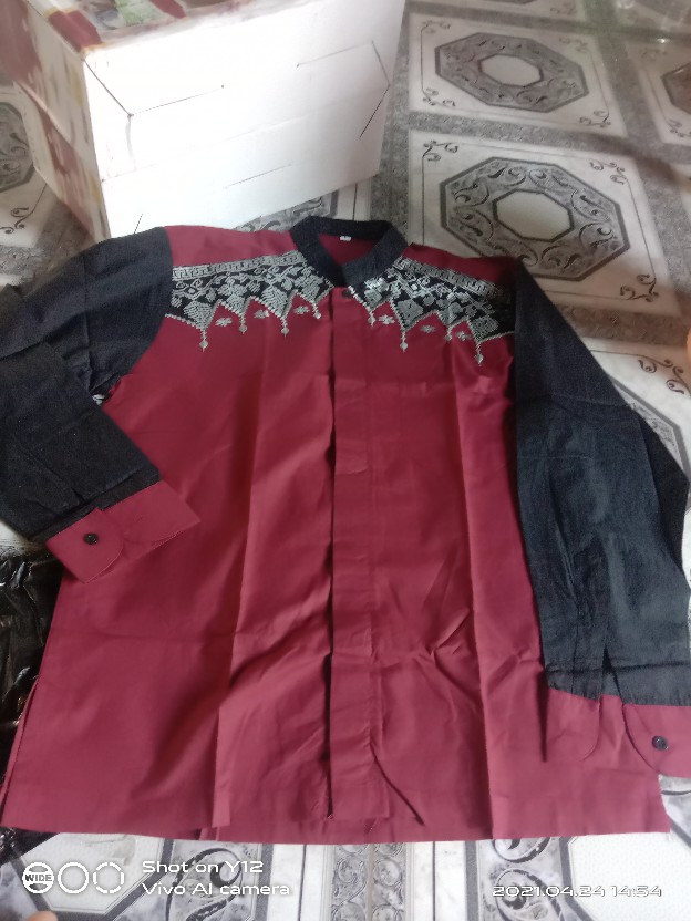 Batik Kalongan | Koko Batik Bordir Lengan Panjang Edisi Lebaran Size S M L Xl