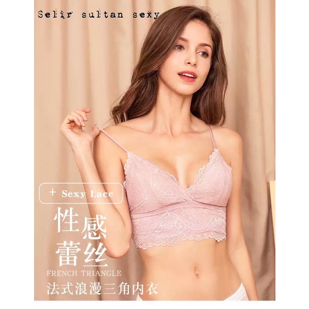 Bralette Korea Crop Top Kemben Sexy Tank Top Bra Lace Wanita