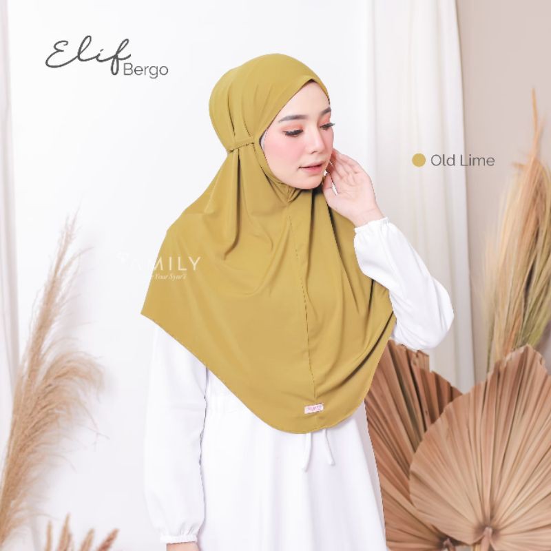 elif bergo hijab instan kekinian original amily-Old lime