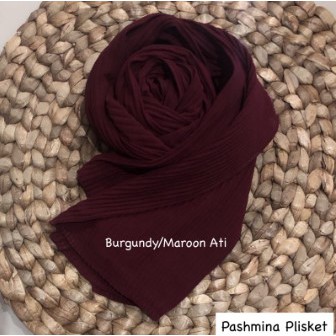 PASHMINA hijab CERUTY PLISKET FULL LIDI TANPA GARIS TENGAH jilbab pashmina plisket PLEATED SHAWL TERMURAH dan TERLARIS-Marun