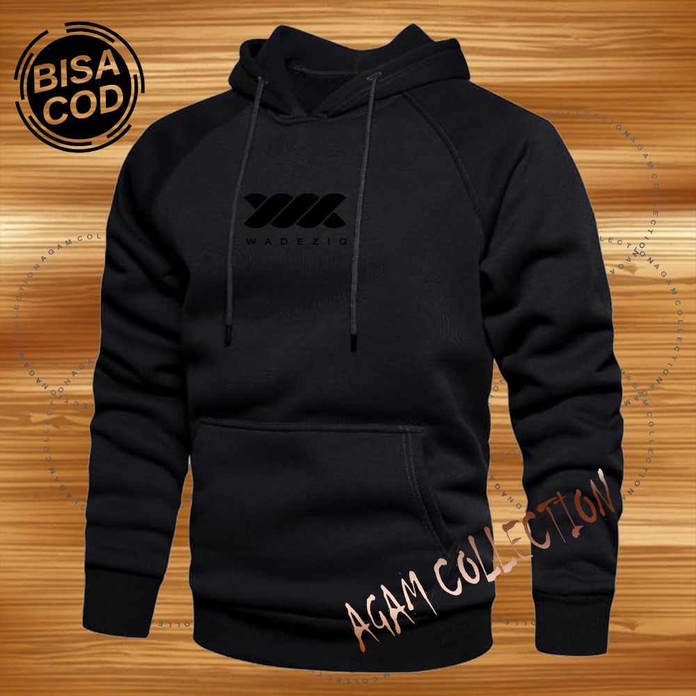 Agam collection Sweater Hoodie Distro Wadezi9 Premium Text Hitam Pria Wanita-Hitam