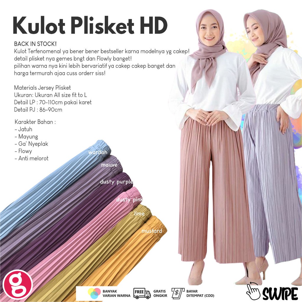 Kulot Plisket Umbrella - Pants Plisket - Gamispedia | Shopee Indonesia