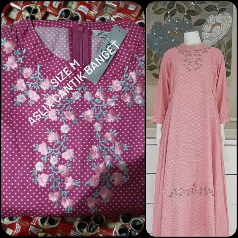 New gamis bordir rempel bawah ORIginal by WARNA ADIBA bahan toyobo bordir